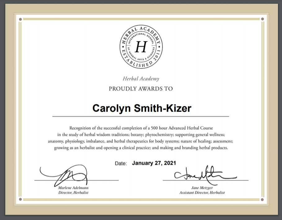 Certificate of Achievement Advanced Herbal Course - The Herbal Academy Certificate of Achievement Advanced Herbal Course - The Herbal Academy